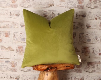 Citron Green Smooth Alvar Velvet Cushion Cover, Velvet Pillow Cover, Mid Century Modern, Colour Block, Boho Chic 12 x 18 - 22 x 22 Inch