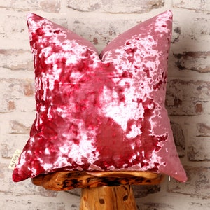 Carnation Pink crushed velvet cushion cover, Pink Crushed Velvet Pillow, Fuchsia, Rose, Blush, Square, Lumbar 12 x 18 22 x 22 Inch image 1