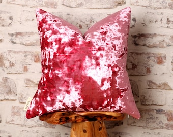 Carnation Pink crushed velvet cushion cover, Pink Crushed Velvet Pillow, Modern 12 x 18, 12 x 20, 18 x 18, 20 x 20, 22 x 22 Inch