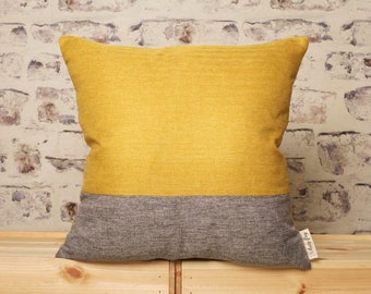 Mustard Gold & Grey Stripe Cushion Cover: Boho Chic Pillow