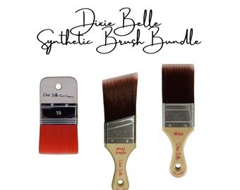Synthetic Bristle Paint Brush Essentials | Dixie Belle Paint | Scarlet, Mini, Mini Angel, Wood Handle | Craft Supply