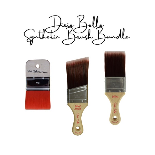 Synthetic Bristle Paint Brush Essentials | Dixie Belle Paint | Scarlet, Mini, Mini Angel, Wood Handle