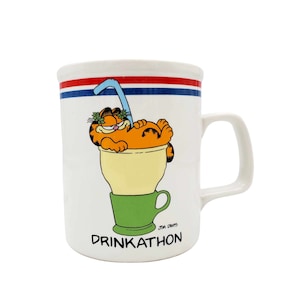 SHIPS SATURDAY 9/13 Vintage Enesco Garfield &quot;Drinkathon&quot; Ceramic Coffee Mug