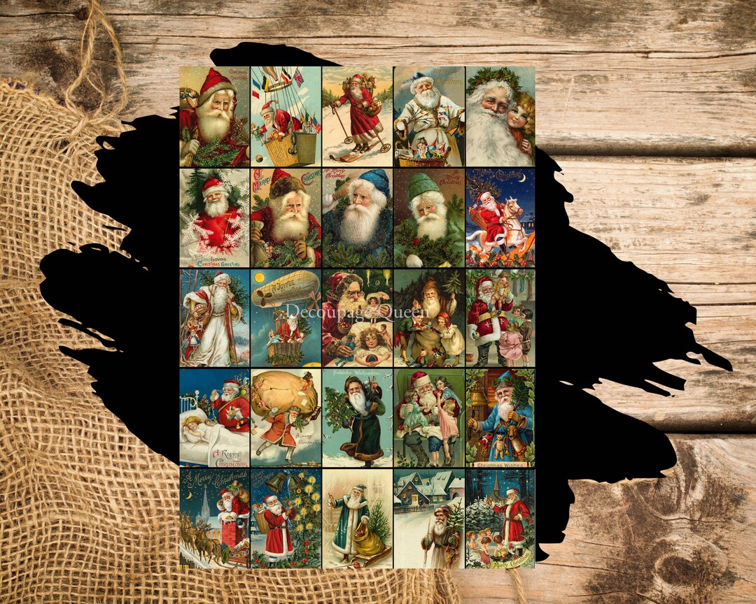 Advent Santas Rice Paper 8.3 X 11.7 Paper for Decoupage Decoupage Queen