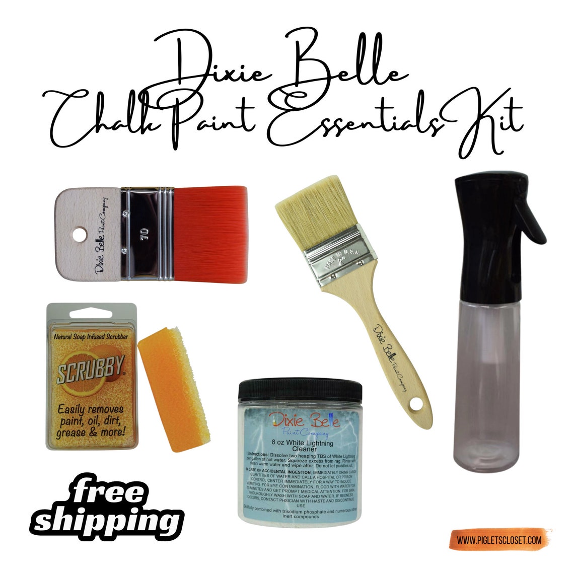 Dixie Belle Chalk Paint Essentials Kit White Lightning Etsy