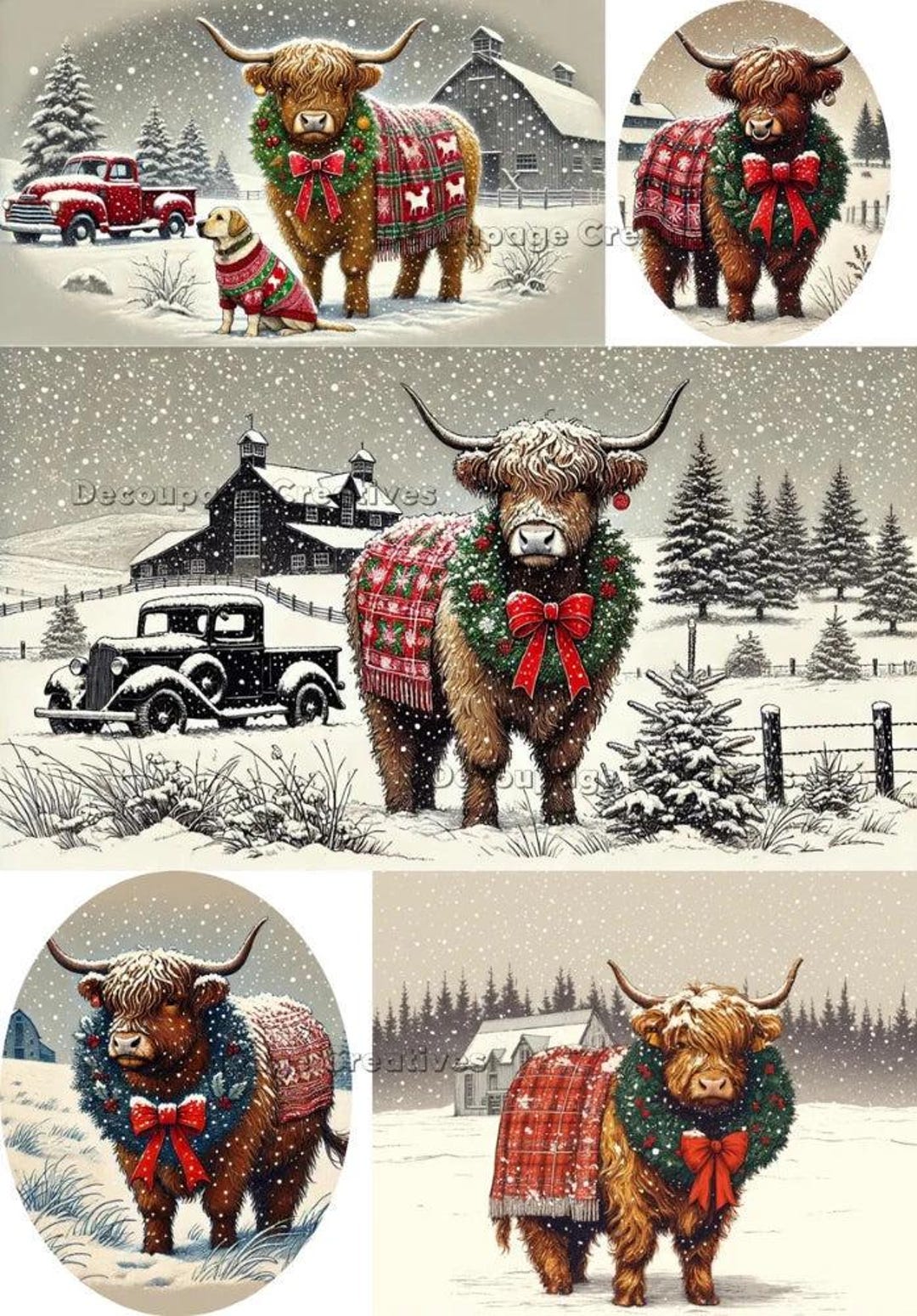 Highlander's Christmas Cow | A4 Rice Paper | Paper for Decoupage ...