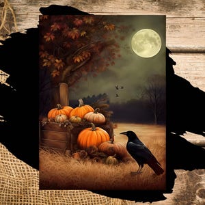 Fall Crow | A4 Rice Paper | Paper for Decoupage |  Primitive Halloween Fall