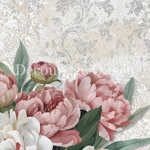 Peonies and Lace | A3 or A4 Rice Paper | Paper for Decoupage | Decoupage Queen