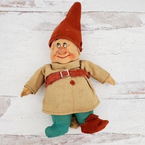 Vintage 1938 Chad Valley Disney&#39;s Snow White Seven Dwarfs &quot;Dopey&quot; Plush Doll 6&quot;