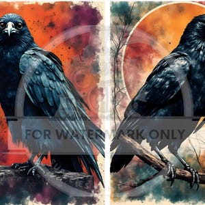 SHIPS SATURDAY 9/13 Raven Watch Duo | A4 Rice Paper | Paper for Decoupage | Halloween | Decoupage Central | Crow