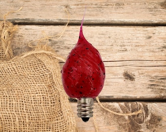 Primitive Red | Silicone Light Bulb | 4W C7 Nightlight Bulb | Hand Dipped in WI