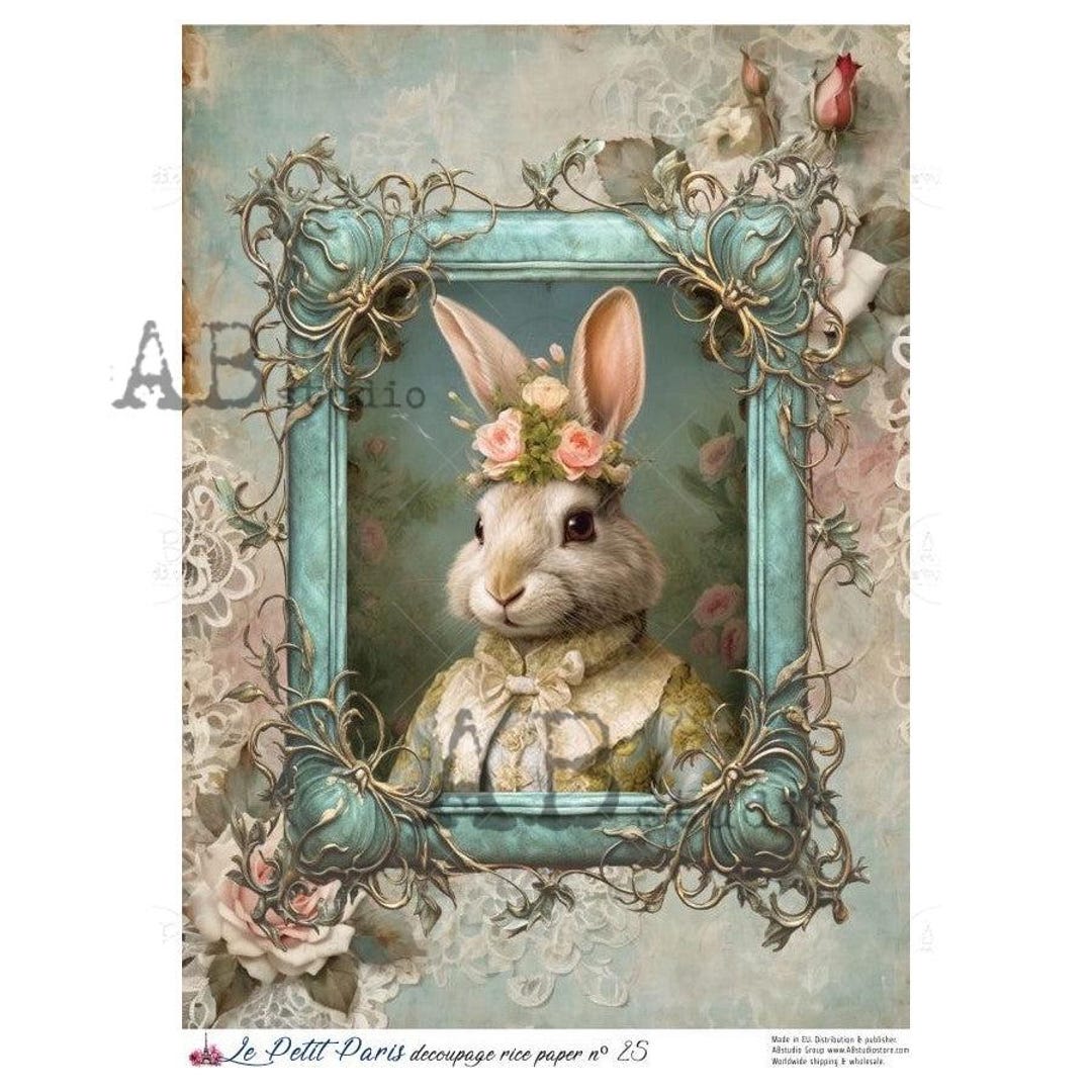 Victorian Rabbit Portrait #2 | A4 Rice Paper | Paper for Decoupage | AB ...