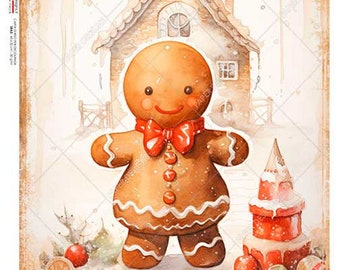 Christmas Gingerbread |  A4 Rice Paper | Paper for Decoupage | Paper Designs | Christmas
