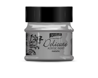 Antiqued Silver | Delicate Acrylic Metallic Paint 50ml | Pentart | Craft Paint