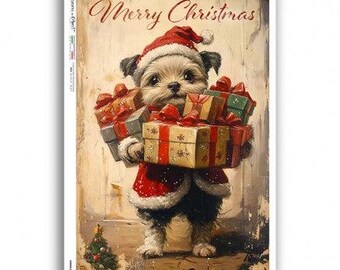 Christmas Puppy | A4 Rice Paper | Paper for Decoupage | Paper Designs