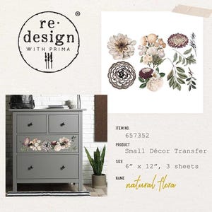 Natural Flora | Mini Decor Transfers | Redesign with Prima, Furniture Transfer, Rub On Transfer