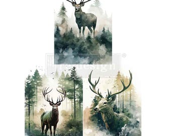 Vapor & Velvet | A3 Fiber Decoupage Pack | Redesign with Prima | Paper for Decoupage | Forest Stag