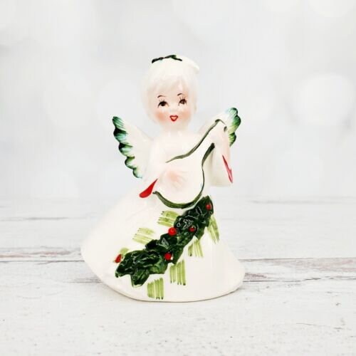 Vintage Lefton Japan Christmas Angel Girl With Lute 4 Vintage Lefton Japan Christmas Angel Girl With Lute 4