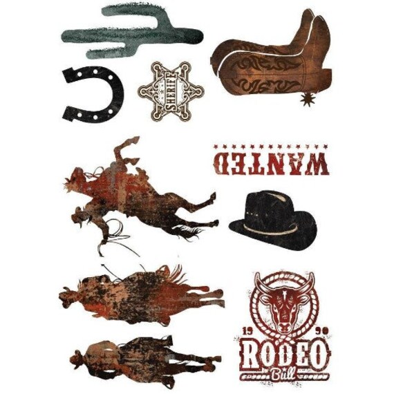 Re Design Prima Rodeo Cowboy Furniture Decor Transfer 24 Etsy