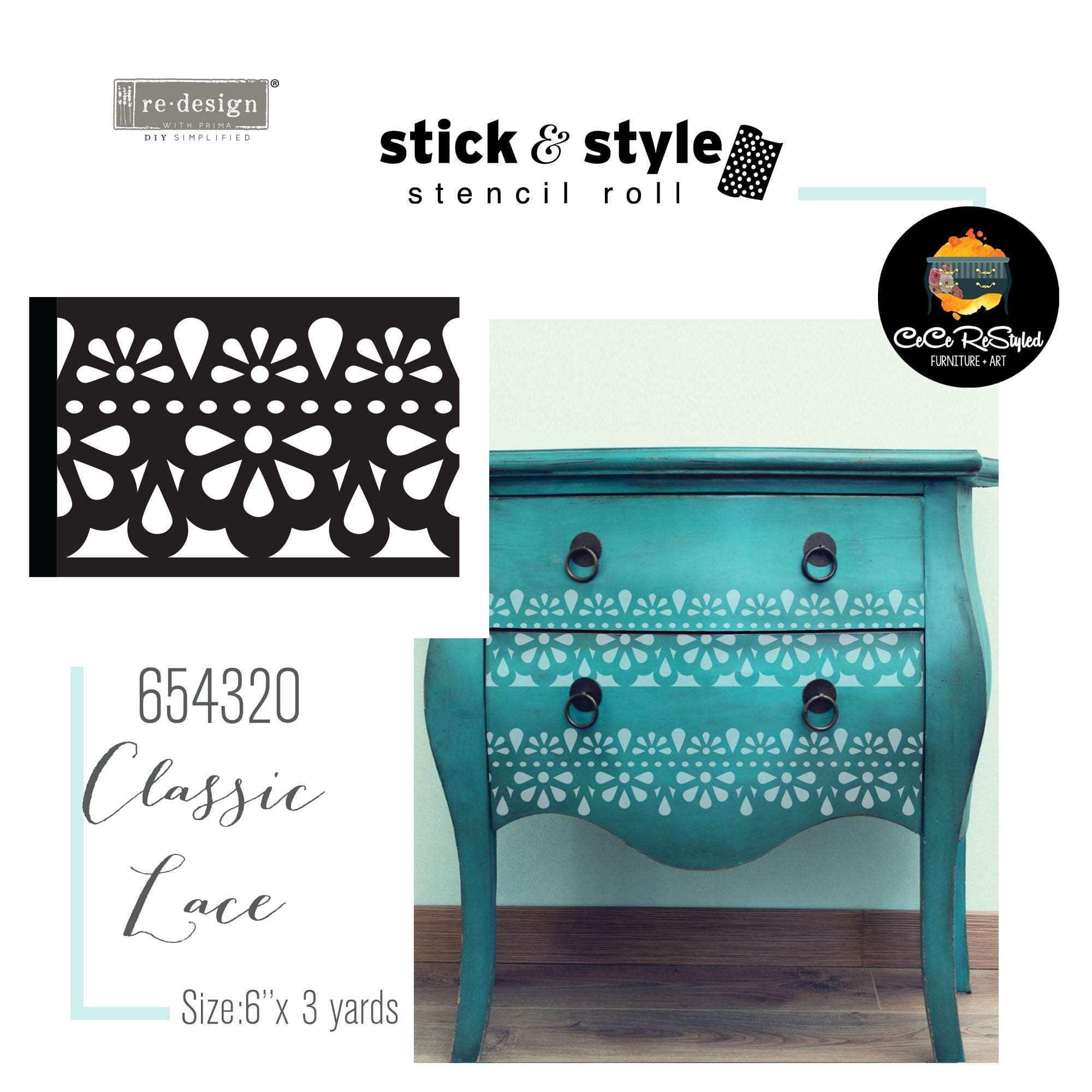 Classic Lace Stick & Style Reusable Adhesive Stencil from Redesign with Prima with Free Shipping