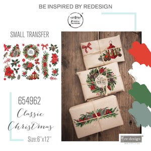 Classic Christmas | Mini Decor Transfers | Redesign with Prima Rub-on Furniture Transfer Holiday