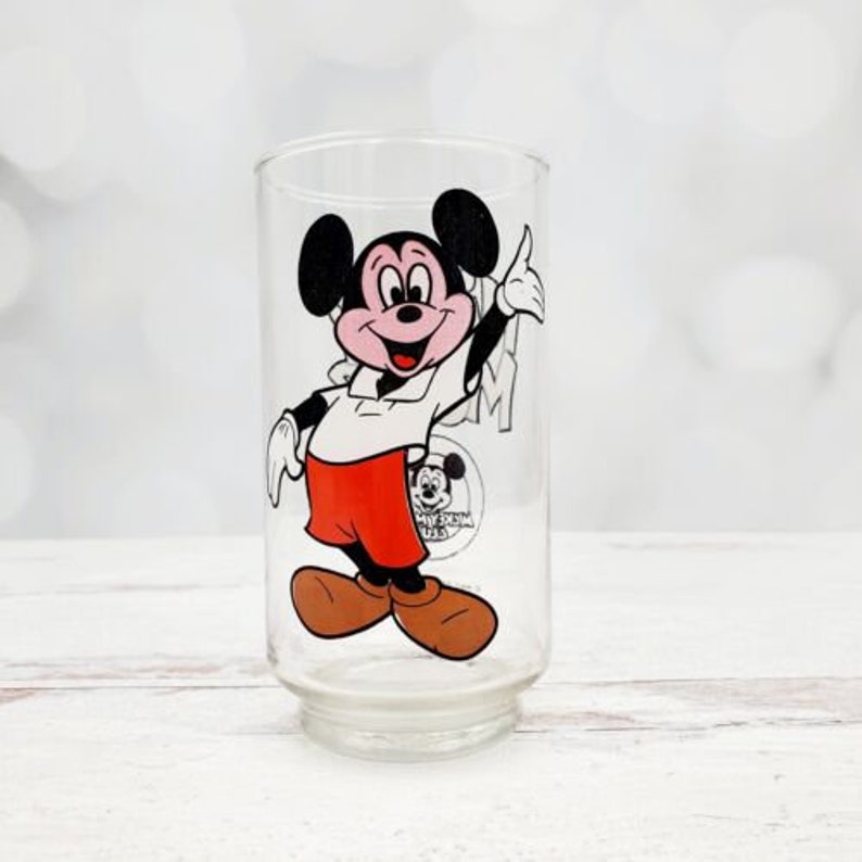 Vintage Walt Disney's Mickey Mouse Club Beverage Glass Tumbler 5" image 1