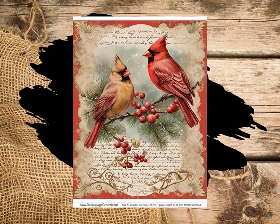  Rice Paper for Decoupage A4 Merry Christmas, Christmas Rice  Paper Eastern Bluebird – 2 Sheets