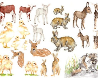 Baby Animals | Decoupage Tissue | Roycycled XL 20" x 30" | 18 lb |  Decoupage Paper | Spring Watercolor Forest