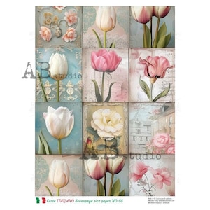Tulip Floral | A4 Rice Paper | Paper for Decoupage | AB Studios | Carte Italiano, Tulip
