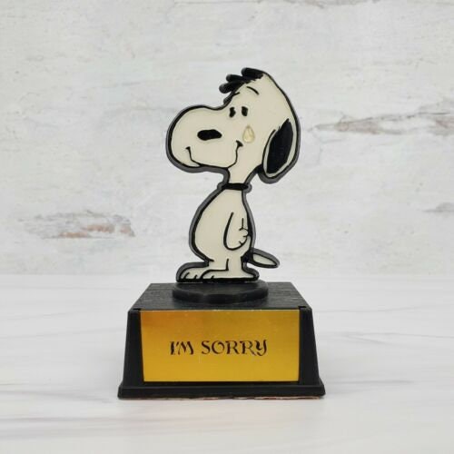 Vintage Aviva Peanuts Snoopy Trophy Figurine - I'm Sorry - Etsy