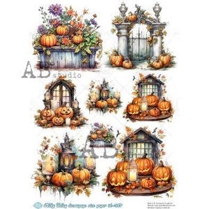 SHIPS SATURDAY 9/13 Halloween Gothic Windows | A4 Rice Paper | Paper for Decoupage | AB Studios