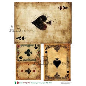 Aces High | A4 Rice Paper | Paper for Decoupage | AB Studios | Wonderland Playing Card