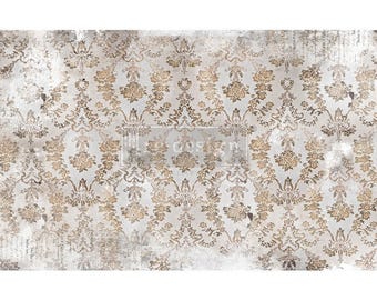 Washed Damask | 19" x 30" Mulberry Décor Decoupage Tissue | Redesign with Prima