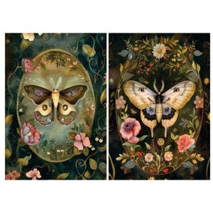 Victorian Moths #2 | A4 Mulberry Rice Paper | Paper for Decoupage | Craft Kreatively