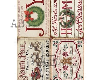 Quad de signe de Noël | Papier de riz A4 | Papier pour découpage | AB Studios