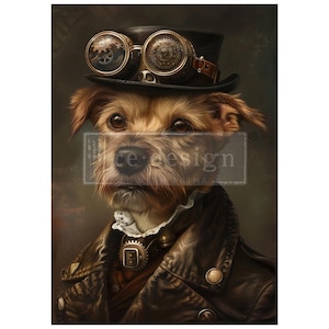 Gear Hound Dog | A1 Fiber Decoupage | Paper for Decoupage | Redesign with Prima | Steampunk Decoupage