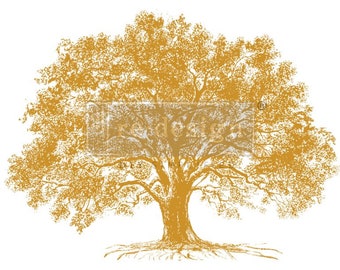 Growth Tree | Gold Foil Transfer | Redesign with Prima | Rub On Furniture Transfer | Kacha