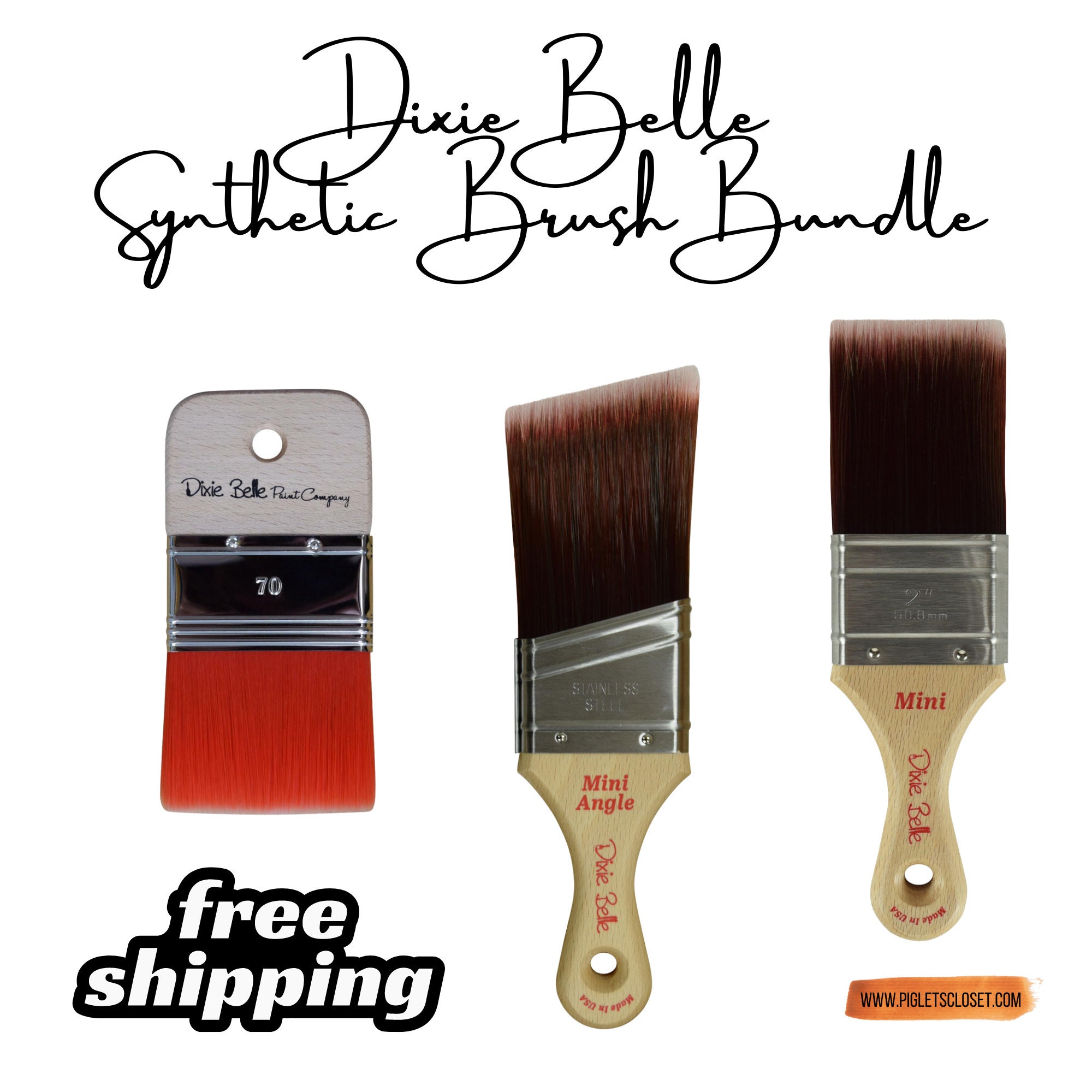 Synthetic Bristle Paint Brush Essentials Dixie Belle Paint Scarlet