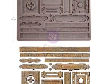Tapes and Labels | 5" x 8" Silicone Decor Mould | Finnabair | Prima Marketing | Steampunk | For Crafts & Resin