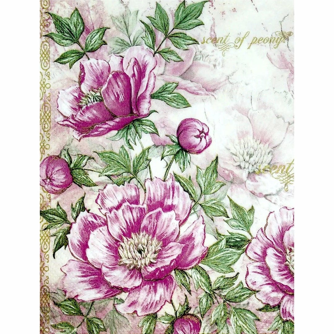 Pink Rice Paper Pink Floral #6 | A4 Mulberry Rice Paper | Paper for Decoupage | Craft ...