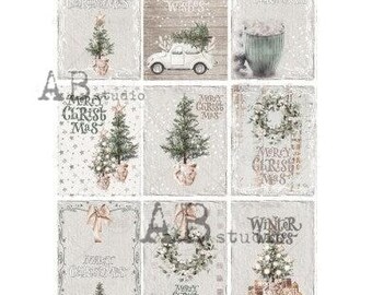 Farmhouse Christmas | A4 Rice Paper | Paper for Decoupage | AB Studios | Christmas