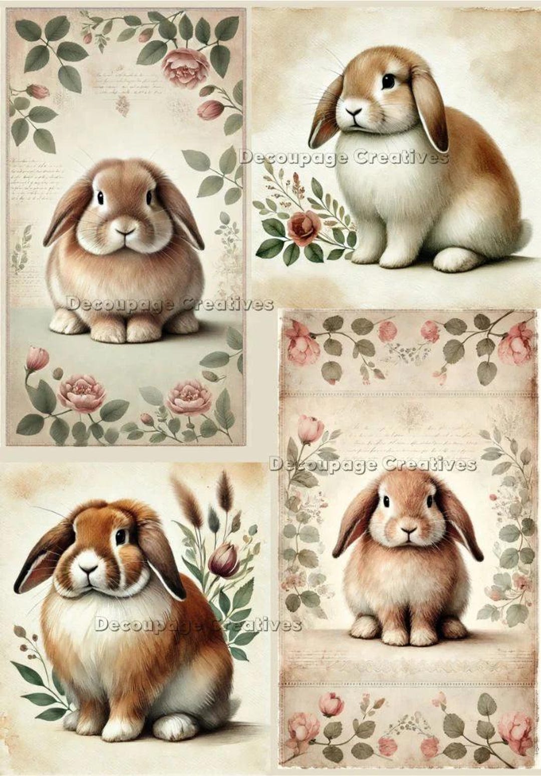 Flopsy Bunny | A4 Rice Paper | Paper for Decoupage | Decoupage ...