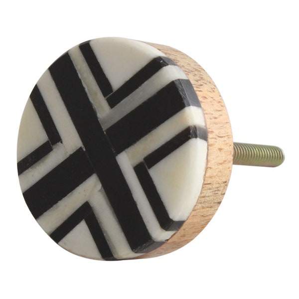 Rustic White & Black Bone Drawer Knob Pull Hardware