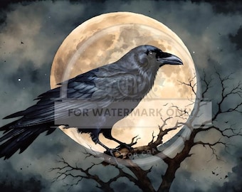 Night Crow | A3 Rice Paper | Paper for Decoupage | Decoupage Central | Halloween Raven