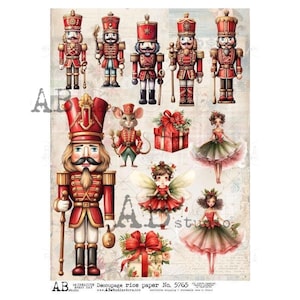Nutcracker Christmas Elements #2 | A4 Rice Paper | Paper for Decoupage | AB Studios