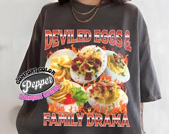 Customized Funny Deviled Eggs Comfort Color Shirt, Vintage Bootleg Thanksgiving Tee, Custom Quote Shirt Design,