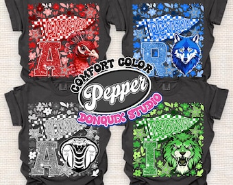 Floral Decoration RCA School Spirit Comfort Color Shirt, Cheer Pennant Head Mascot T-shirt, Amistad Reveur Altruismo Isibindi Tee