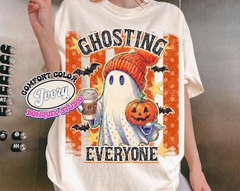 Ghosting Everyone Comfort Color Shirt, Funny Halloween Ghosts Tee, Sarcastic Fall Autumn Season, Retro Grunge Vintage Ghost T-shirt