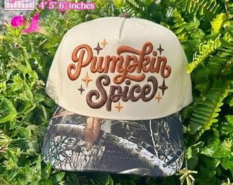 Pumpkin Spice Trucker Hat Embroidery File, Fall Autumn Season Cap Design, Trendy Autumn Drink Snapback Files PES DST