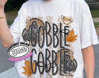 Gobble Turkey Thanksgiving Comfort Color Shirt, Vintage Thanks Giving Funny Tee, Retro Turkey Chicken Autumn Fall Season Shirt,